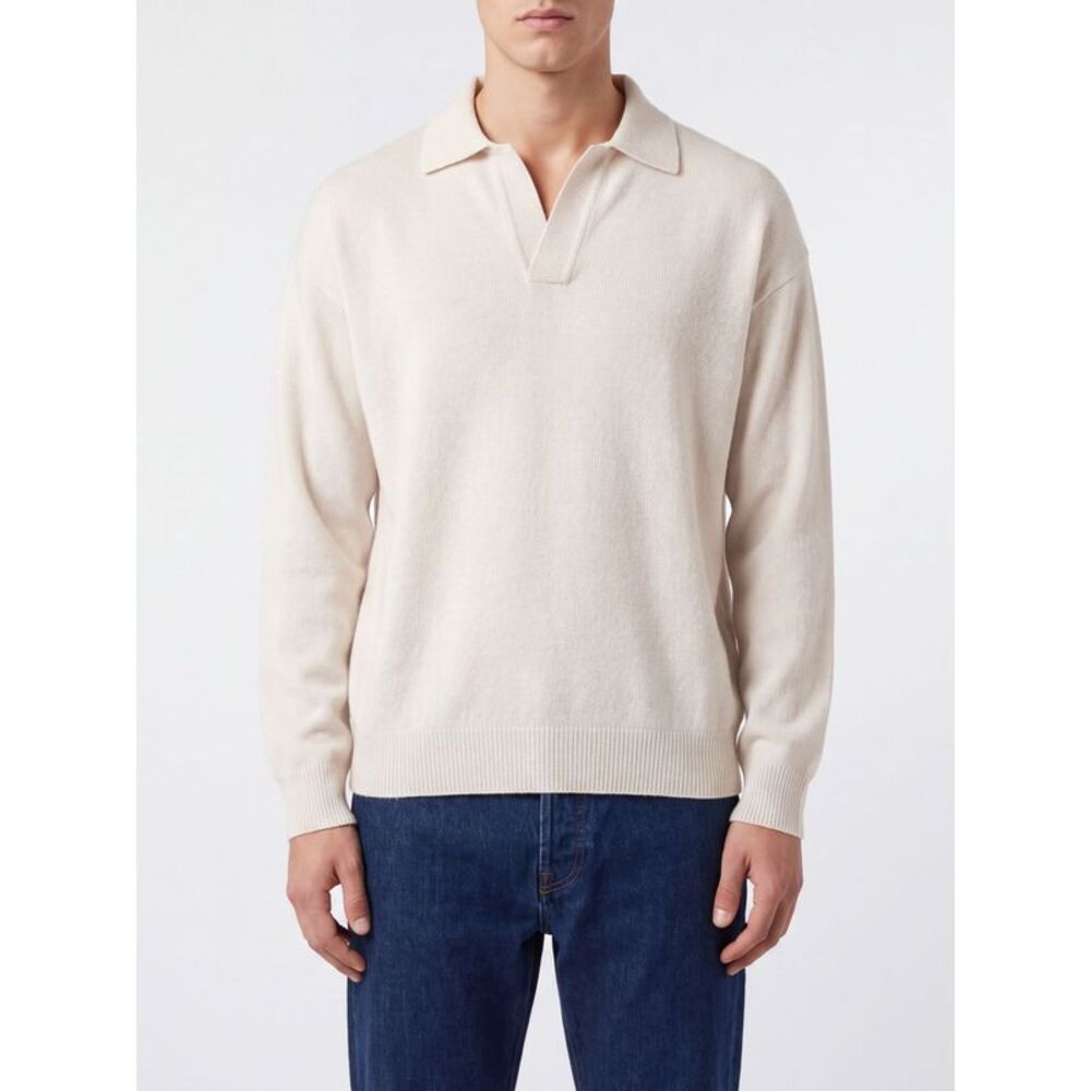 Roberto Collina Men Long-Sleeved Merino Wool Knit Polo Shirt Roberto Collina
